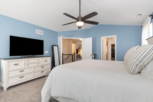 26550 W Old Stage Ln, Channahon, IL 60410 - carpeted bedroom featuring lofted ceiling and ceiling fan