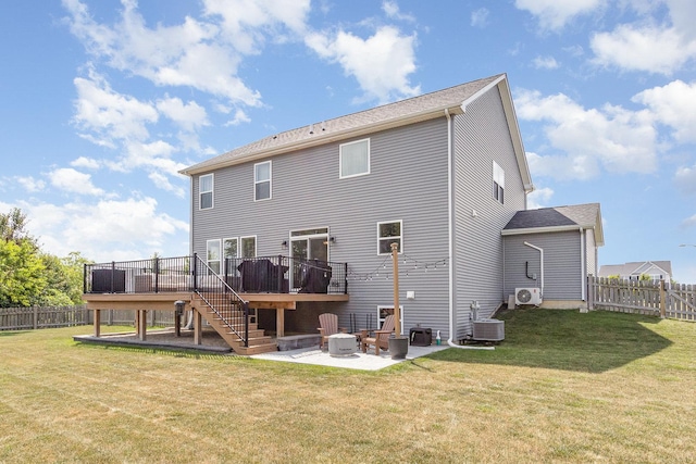 26550 W Old Stage Ln, Channahon, IL 60410 - back of house with stairway, a patio, a deck, and a fenced backyard