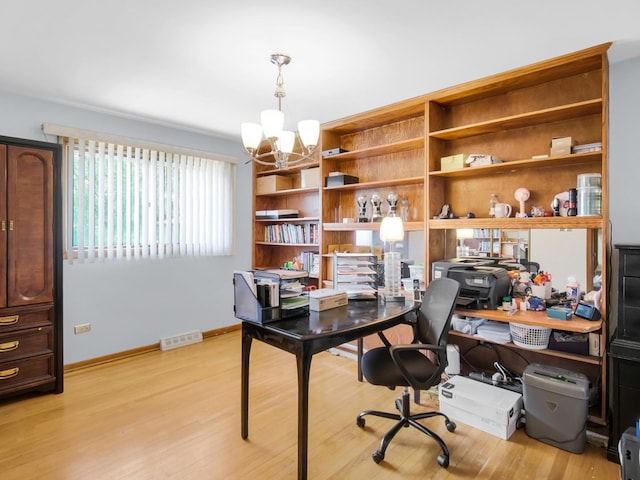 18 E 155th Pl, South Holland, IL 60473 - office with a chandelier and light wood-type flooring