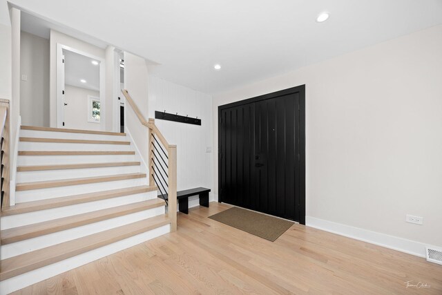13741 S 85th Ave, Orland Park, IL 60462 - entryway featuring stairway, wood finished floors, and recessed lighting