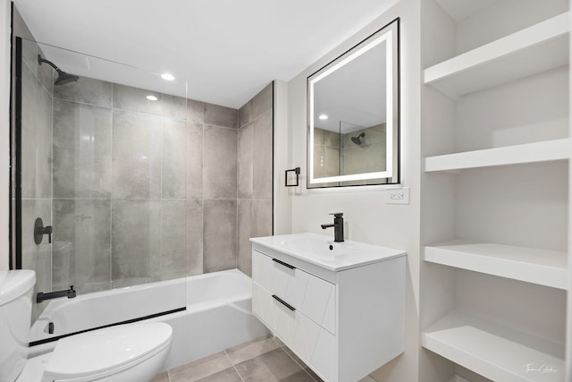 13741 S 85th Ave, Orland Park, IL 60462 - bathroom with vanity, bathing tub / shower combination, tile patterned flooring, and recessed lighting
