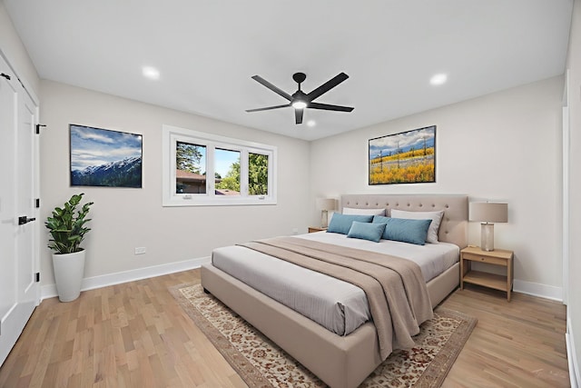 13741 S 85th Ave, Orland Park, IL 60462 - bedroom with light wood-type flooring, recessed lighting, and ceiling fan