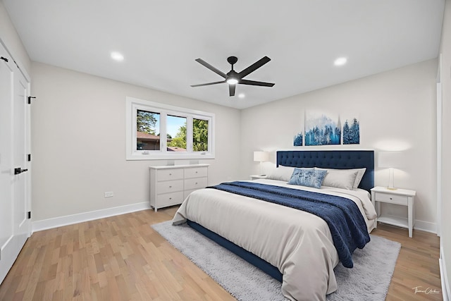 13741 S 85th Ave, Orland Park, IL 60462 - bedroom with light wood-style floors, recessed lighting, and a ceiling fan