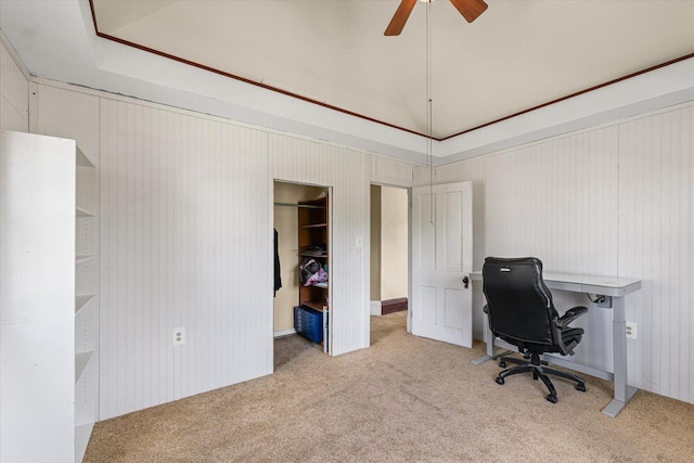 543 E Orleans St, Paxton, IL 60957 - carpeted office space featuring a ceiling fan and lofted ceiling