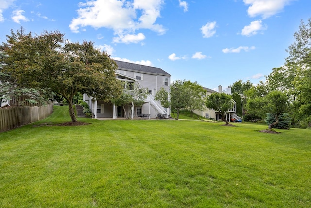 514 Abbeywood Dr, Cary, IL 60013 - view of yard featuring stairs and a deck