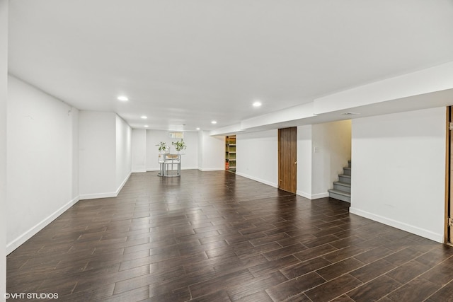 1627 Downing Ave, Westchester, IL 60154 - finished basement with recessed lighting, stairs, and wood finished floors