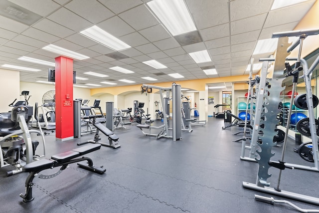 3200 N Lake Shore Dr Unit 302, Chicago, IL 60657 - workout area featuring a paneled ceiling