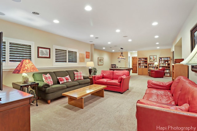 9516 Thousand Oaks Dr, Spring Grove, IL 60081 - living area featuring light colored carpet and recessed lighting