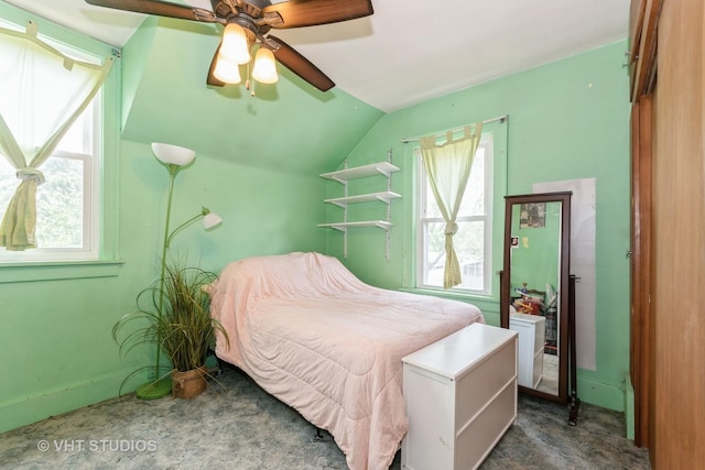 1429 N May St, Joliet, IL 60435 - bedroom featuring lofted ceiling, carpet, and a ceiling fan