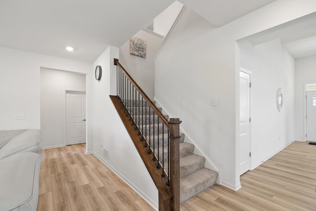 153 N Bend Way, Elgin, IL 60124 - staircase featuring wood finished floors and recessed lighting