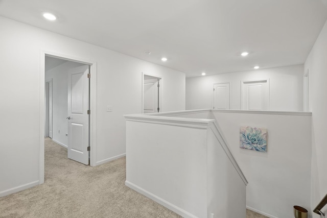 153 N Bend Way, Elgin, IL 60124 - hallway featuring an upstairs landing, light carpet, and recessed lighting