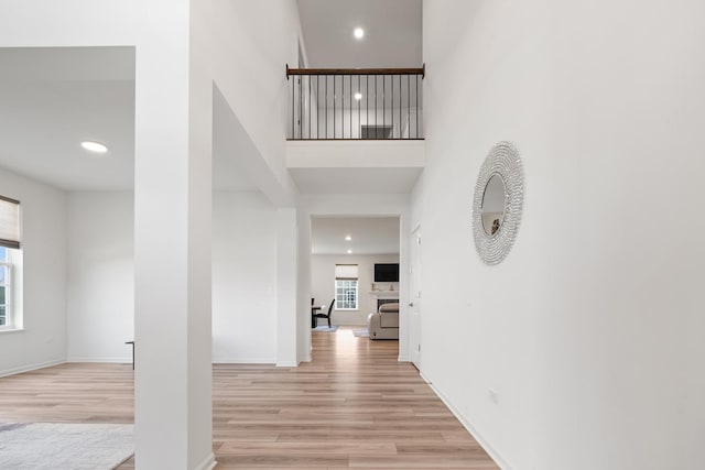 153 N Bend Way, Elgin, IL 60124 - foyer entrance featuring light wood finished floors, recessed lighting, and a towering ceiling