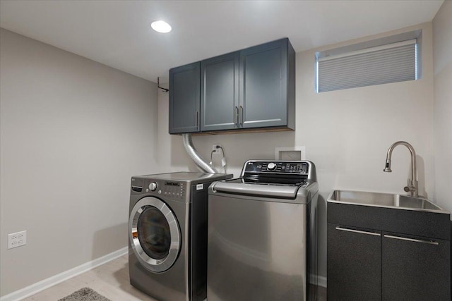 7418 Kildare Ave, Skokie, IL 60076 - washroom with cabinet space, washing machine and clothes dryer, and recessed lighting