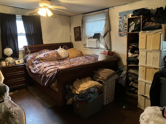 1403 Barberry Ln, Round Lake Beach, IL 60073 - bedroom featuring cooling unit, wood finished floors, and a ceiling fan