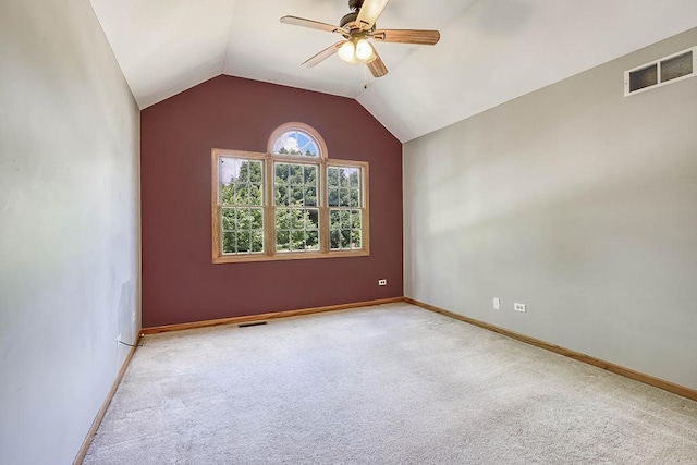 2504 Monterey Dr, Plainfield, IL 60586 - carpeted empty room featuring a ceiling fan and lofted ceiling