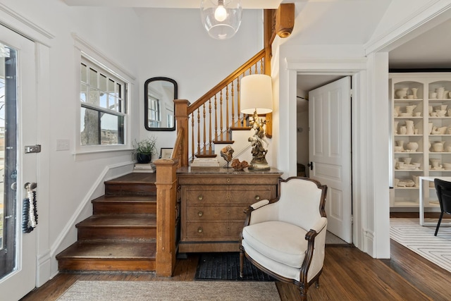 1123 Linden Ave, Wilmette, IL 60091 - foyer entrance with stairs and dark wood-style floors