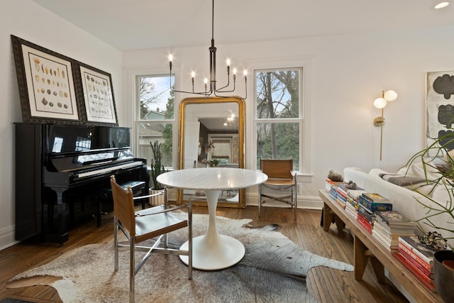 1123 Linden Ave, Wilmette, IL 60091 - sitting room featuring a chandelier, plenty of natural light, and wood finished floors