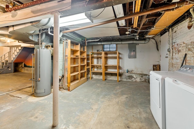 1123 Linden Ave, Wilmette, IL 60091 - basement with water heater, washer and dryer, electric panel, and stairway
