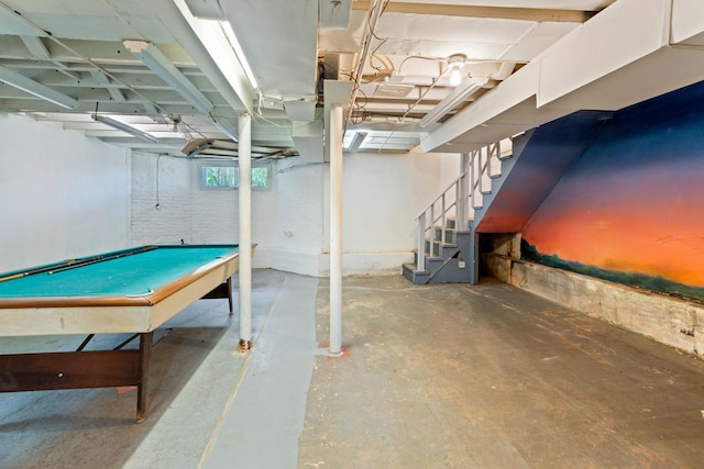 1123 Linden Ave, Wilmette, IL 60091 - below grade area featuring stairway and billiards table