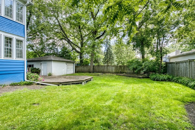 1123 Linden Ave, Wilmette, IL 60091 - fenced backyard with a wooden deck and an outdoor structure