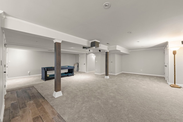 24006 Skyler Ln, Plainfield, IL 60586 - finished below grade area with ornamental molding, carpet, and wood finished floors