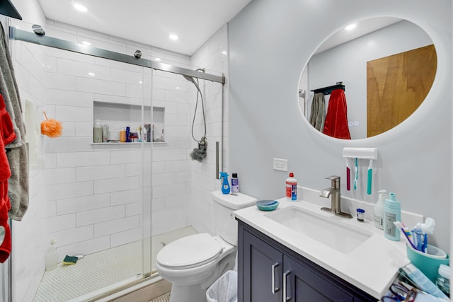 4N425 N 7th Ave, Addison, IL 60101 - bathroom with vanity, a shower stall, and recessed lighting