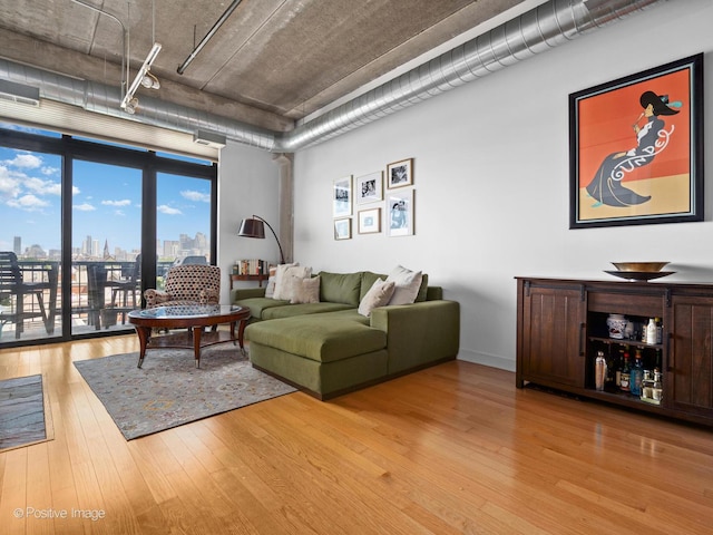 833 W 15th Pl Unit 502, Chicago, IL 60608 - living room with hardwood / wood-style floors and a view of skyline