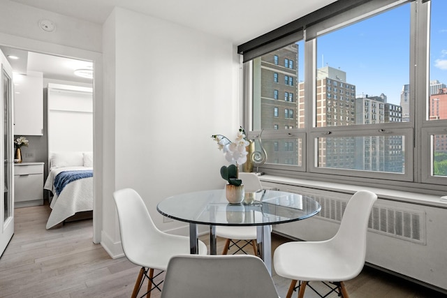 88 W Schiller St Unit 904, Chicago, IL 60610 - dining area featuring light wood-style flooring and a city view