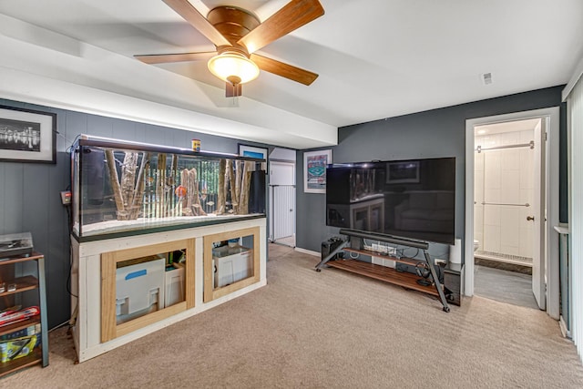 1306 Monroe St, Lake In The Hills, IL 60156 - carpeted living room featuring ceiling fan