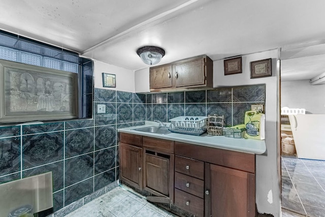 1621 N Central Park Ave, Chicago, IL 60647 - bathroom with vanity, tile walls, and tile patterned floors