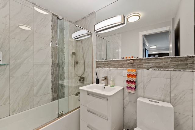 400 E Randolph St Unit 2603, Chicago, IL 60601 - full bath with tile walls, combined bath / shower with glass door, and vanity