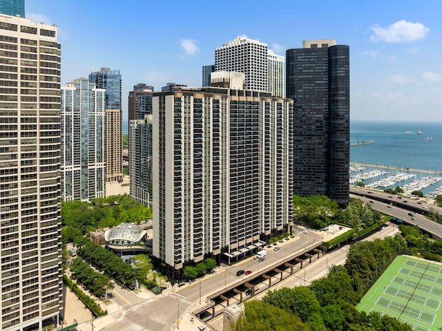 400 E Randolph St Unit 2603, Chicago, IL 60601 - drone / aerial view of skyline and a nearby body of water
