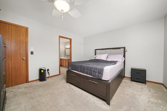 1484 Joshel Ct, Geneva, IL 60134 - bedroom with light colored carpet, ceiling fan, and ensuite bathroom