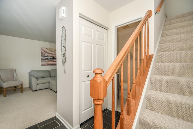 27W415 Providence Ln Unit 103, Winfield, IL 60190 - stairway with carpet floors and tile patterned flooring