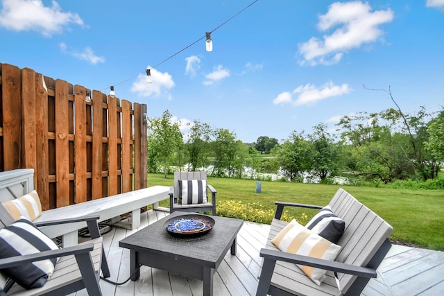 27W415 Providence Ln Unit 103, Winfield, IL 60190 - wooden terrace with a lawn and an outdoor fire pit