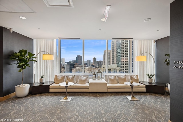 401 N Wabash Ave Unit 44F, Chicago, IL 60611 - living area with a view of skyline and carpet floors