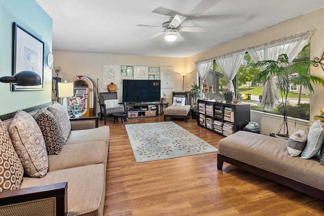 770 Yosemite Trl, Roselle, IL 60172 - living room featuring a ceiling fan and wood finished floors