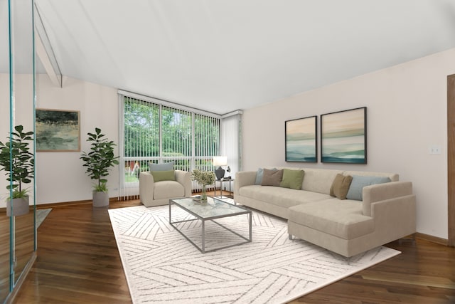 806 Lawler Ave, Wilmette, IL 60091 - living room with dark wood-type flooring, expansive windows, and beam ceiling