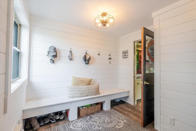 879 2300th Ave, Chestnut, IL 62518 - mudroom with wood finished floors and wood walls