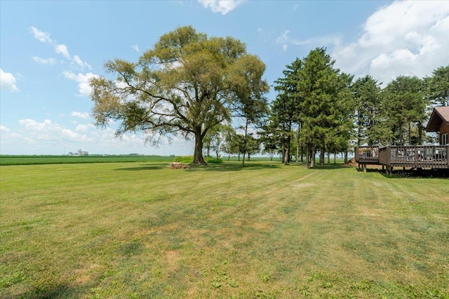 879 2300th Ave, Chestnut, IL 62518 - view of green lawn with a wooden deck
