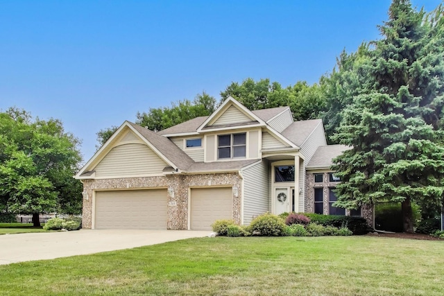 705 Wood Creek Dr, Antioch, IL 60002 - craftsman inspired home featuring concrete driveway, brick siding, a front lawn, and roof with shingles