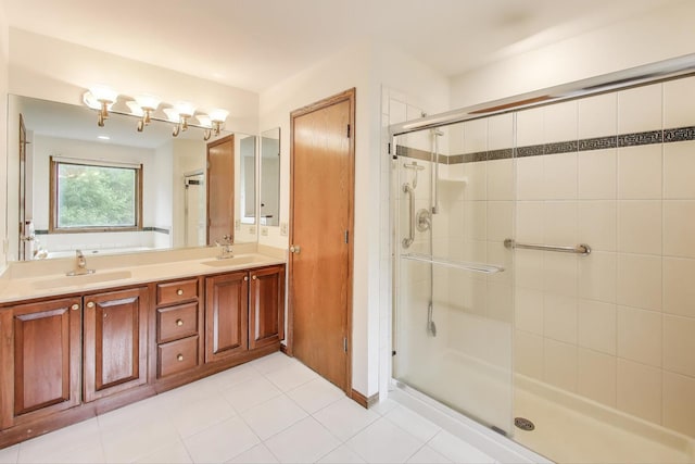 705 Wood Creek Dr, Antioch, IL 60002 - bathroom with a stall shower and double vanity