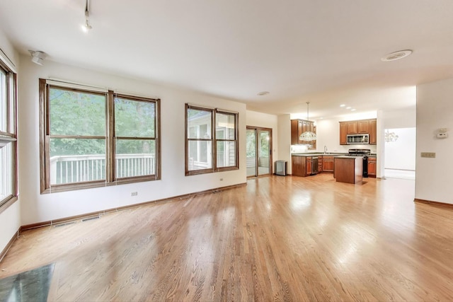 705 Wood Creek Dr, Antioch, IL 60002 - unfurnished living room featuring light wood-type flooring and plenty of natural light