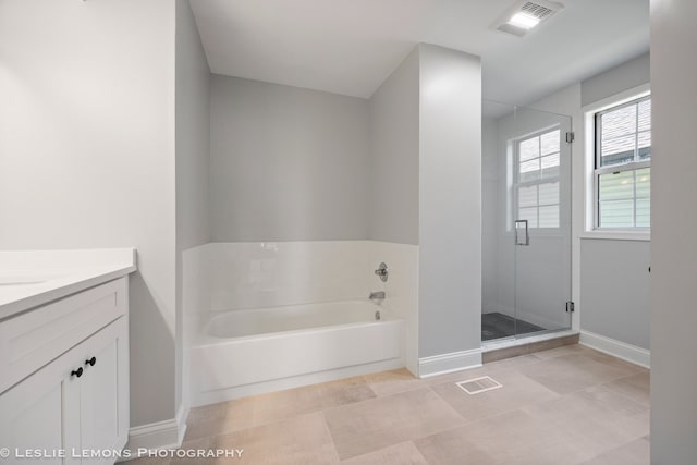 20936 Orange Blossom Ln, Plainfield, IL 60544 - full bath with a bath, a shower stall, and vanity