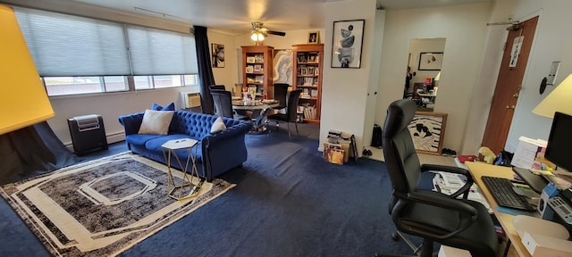6300 N Sheridan Rd Unit 811, Chicago, IL 60660 - carpeted office featuring a ceiling fan, a baseboard radiator, and a wall mounted AC