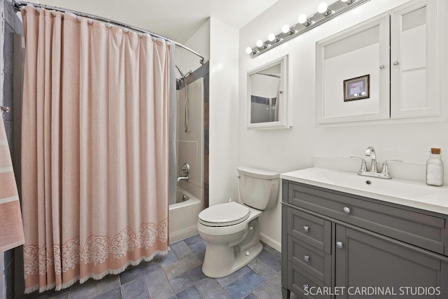 1356 S Lorraine Rd Unit E, Wheaton, IL 60189 - bathroom featuring vanity, shower / bath combination with curtain, and stone finish floors