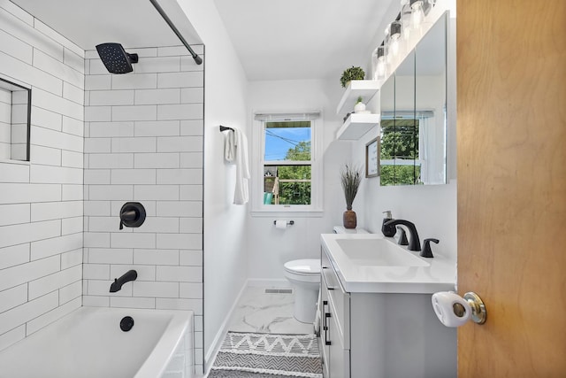 1110 N Main St, Normal, IL 61761 - bathroom with marble finish floors, vanity, and  shower combination