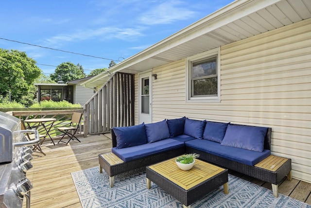 1110 N Main St, Normal, IL 61761 - wooden terrace featuring an outdoor hangout area