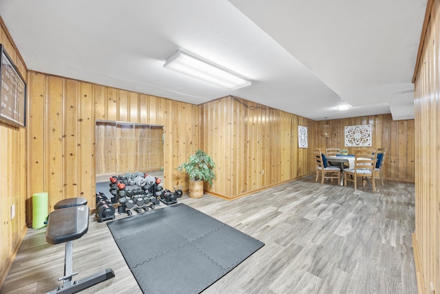 1110 N Main St, Normal, IL 61761 - workout area featuring wood finished floors and wooden walls