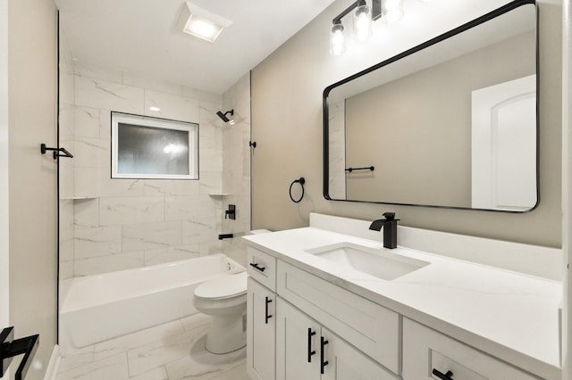 4506 W 77th Pl, Chicago, IL 60652 - full bathroom with marble look tiles, vanity, and washtub / shower combination